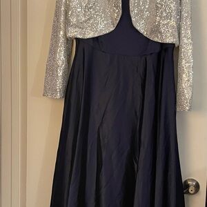 B Darlin Midnight Blue Gown w/Silver jacket